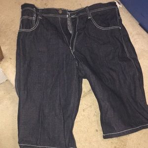 Black denim shorts for men
